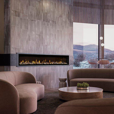 Dimplex Ignite Evolve 100" Built-in Linear Electric Fireplace With Tumbled Glass and Driftwood Media