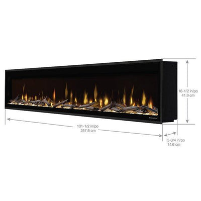 Dimplex Ignite Evolve 100" Built-in Linear Electric Fireplace With Tumbled Glass and Driftwood Media