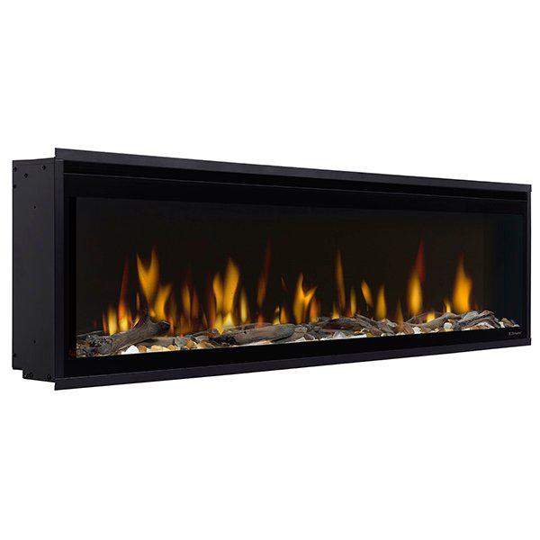 Dimplex Ignite Evolve 60" Built-in Linear Electric Fireplace With Tumbled Glass and Driftwood Media