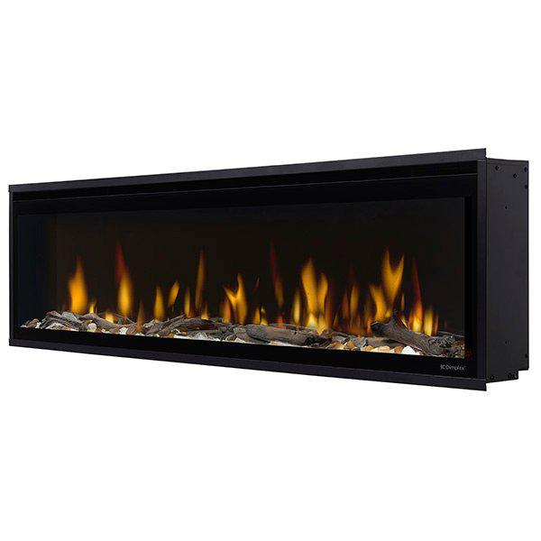 Dimplex Ignite Evolve 60" Built-in Linear Electric Fireplace With Tumbled Glass and Driftwood Media