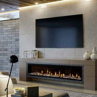 Dimplex Ignite Evolve 74" Built-in Linear Electric Fireplace With Tumbled Glass and Driftwood Media