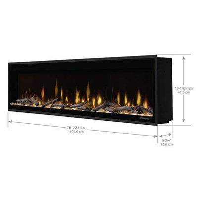 Dimplex Ignite Evolve 74" Built-in Linear Electric Fireplace With Tumbled Glass and Driftwood Media