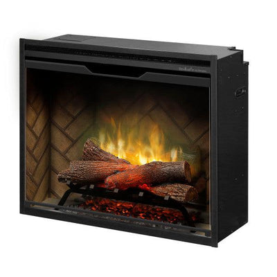 Dimplex Revillusion 30" Herringbone Brick Built-in Electric Firebox With Glass Pane and Plug Kit