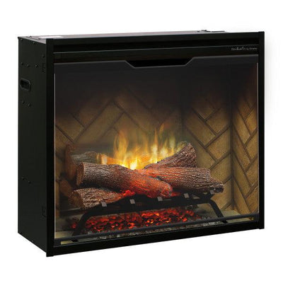 Dimplex Revillusion 30" Herringbone Brick Built-in Electric Firebox With Glass Pane and Plug Kit