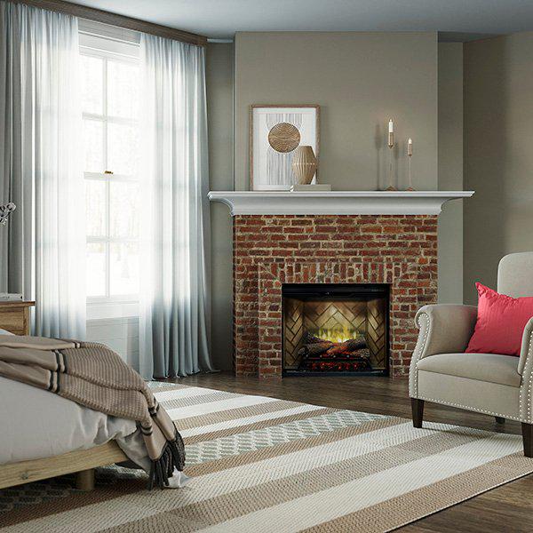 Dimplex Revillusion 30" Herringbone Brick Built-in Electric Firebox With Glass Pane and Plug Kit