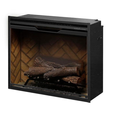 Dimplex Revillusion 30" Herringbone Brick Built-in Electric Firebox With Glass Pane and Plug Kit