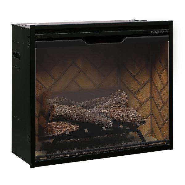 Dimplex Revillusion 30" Herringbone Brick Built-in Electric Firebox With Glass Pane and Plug Kit