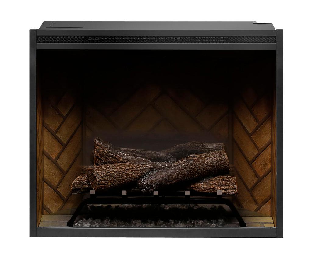 Dimplex Revillusion 30" Herringbone Brick Built-in Electric Firebox With Glass Pane and Plug Kit