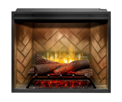 Dimplex Revillusion 30" Herringbone Brick Built-in Electric Firebox With Glass Pane and Plug Kit