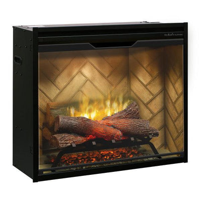 Dimplex Revillusion 30" Herringbone Brick Built-in Electric Firebox With Glass Pane and Plug Kit