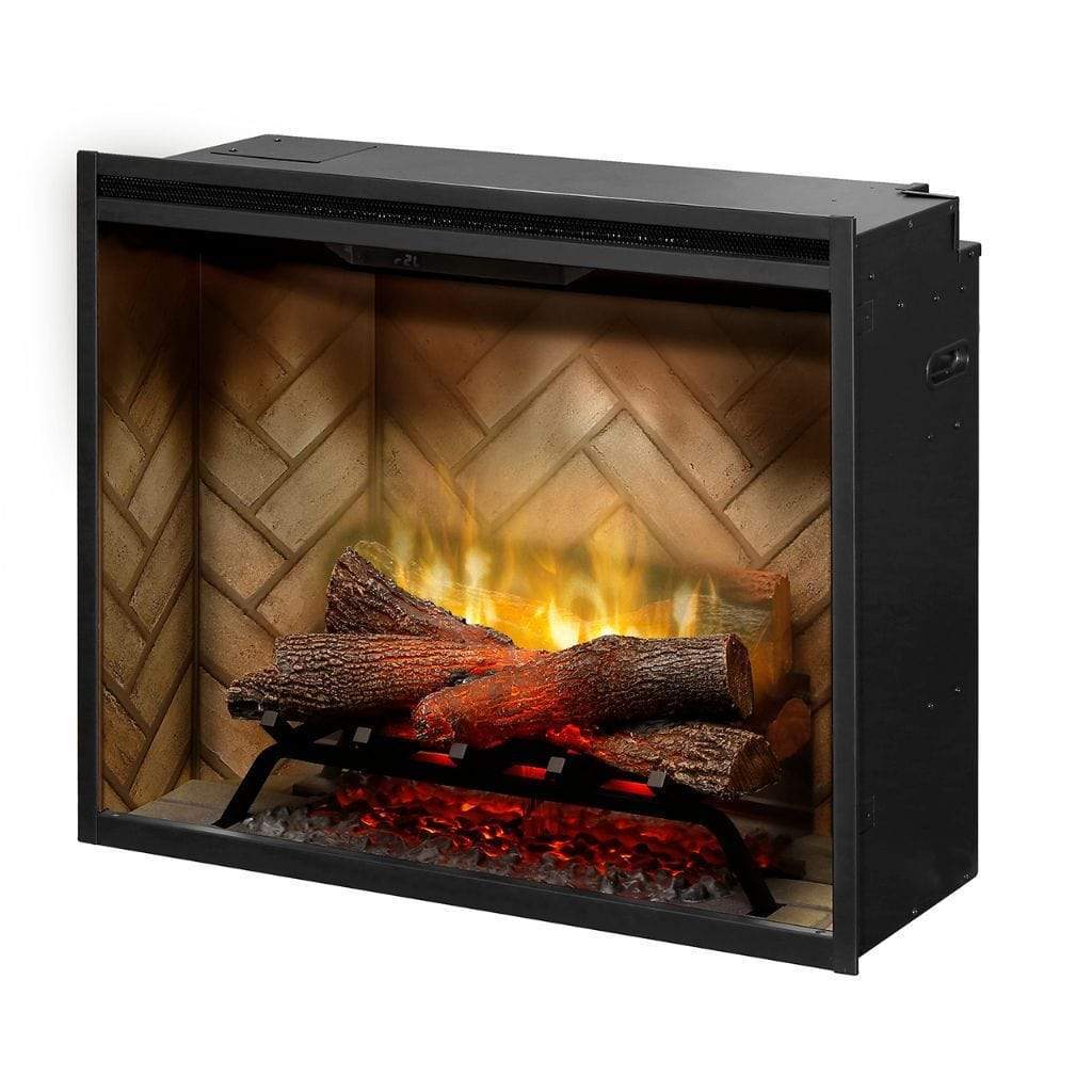 Dimplex Revillusion 30" Herringbone Brick Built-in Electric Firebox With Glass Pane and Plug Kit