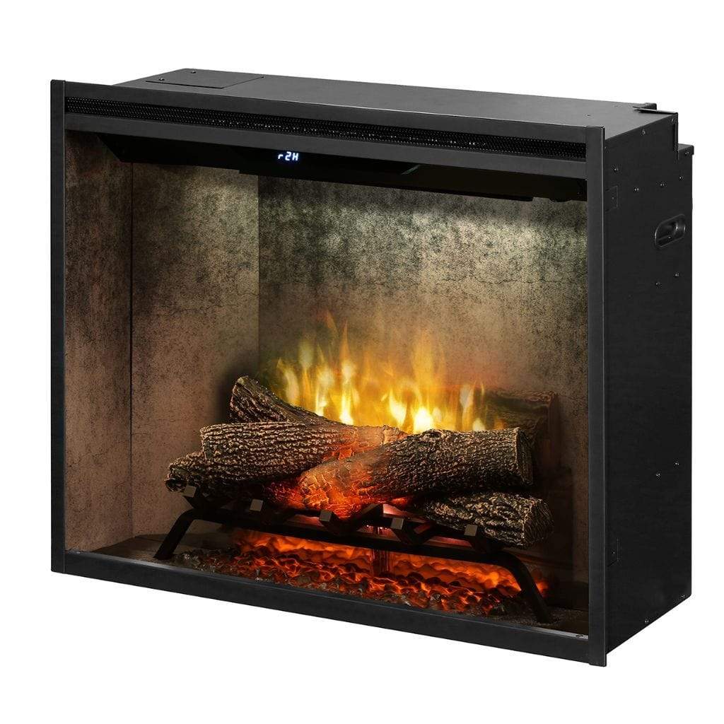 Dimplex Revillusion 30" Weathered Concrete Built-in Electric Firebox With Glass Pane and Plug Kit