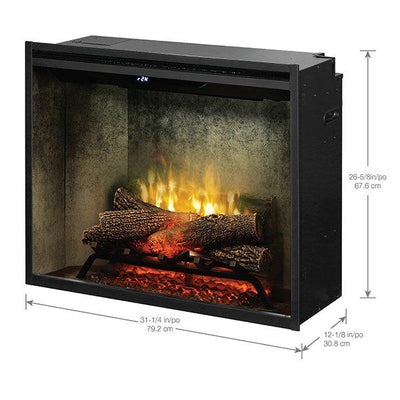 Dimplex Revillusion 30" Weathered Concrete Built-in Electric Firebox With Glass Pane and Plug Kit