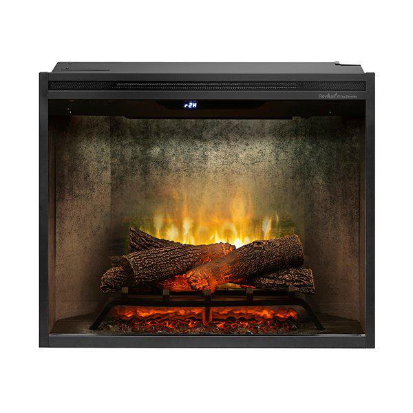 Dimplex Revillusion 30" Weathered Concrete Built-in Electric Firebox With Glass Pane and Plug Kit