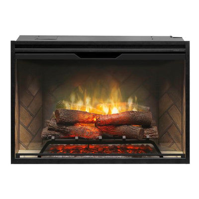 Dimplex Revillusion 36" Herringbone Brick Built-in Electric Firebox With Glass Pane and Plug Kit