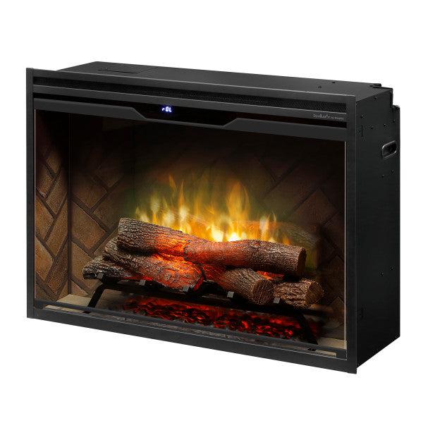 Dimplex Revillusion 36" Herringbone Brick Built-in Electric Firebox With Glass Pane and Plug Kit