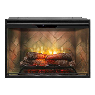 Dimplex Revillusion 36" Herringbone Brick Built-in Electric Firebox With Glass Pane and Plug Kit