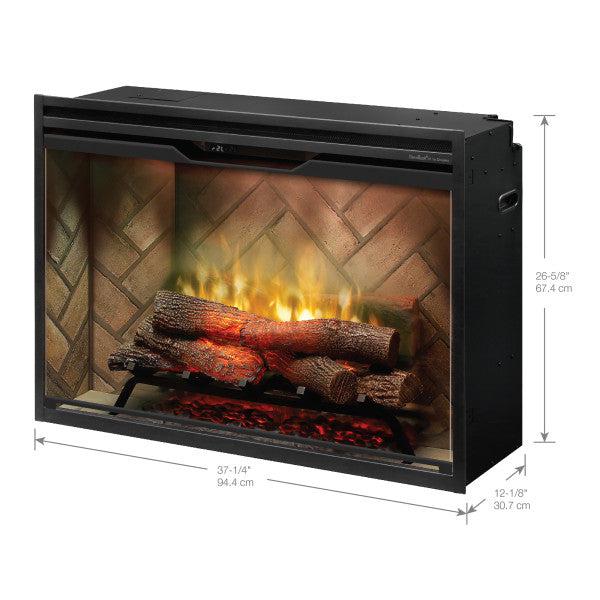 Dimplex Revillusion 36" Herringbone Brick Built-in Electric Firebox With Glass Pane and Plug Kit