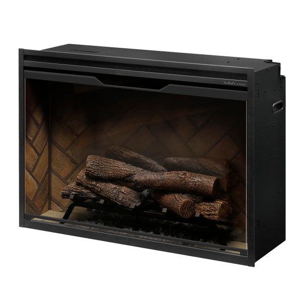 Dimplex Revillusion 36" Herringbone Brick Built-in Electric Firebox With Glass Pane and Plug Kit