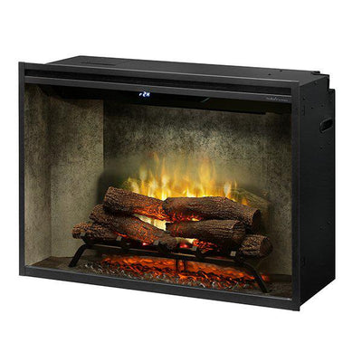 Dimplex Revillusion 36" Weathered Concrete Built-in Electric Firebox With Glass Pane and Plug Kit