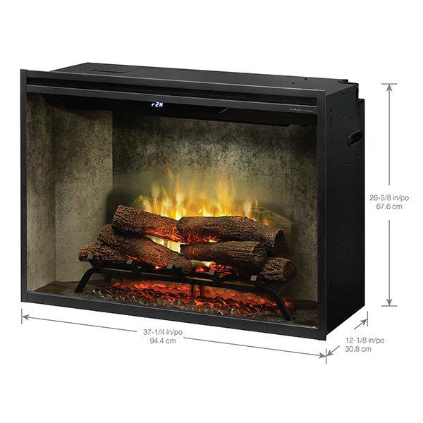 Dimplex Revillusion 36" Weathered Concrete Built-in Electric Firebox With Glass Pane and Plug Kit