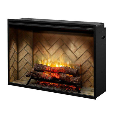 Dimplex Revillusion 42" Herringbone Brick Built-in Electric Firebox With Glass Pane and Plug Kit