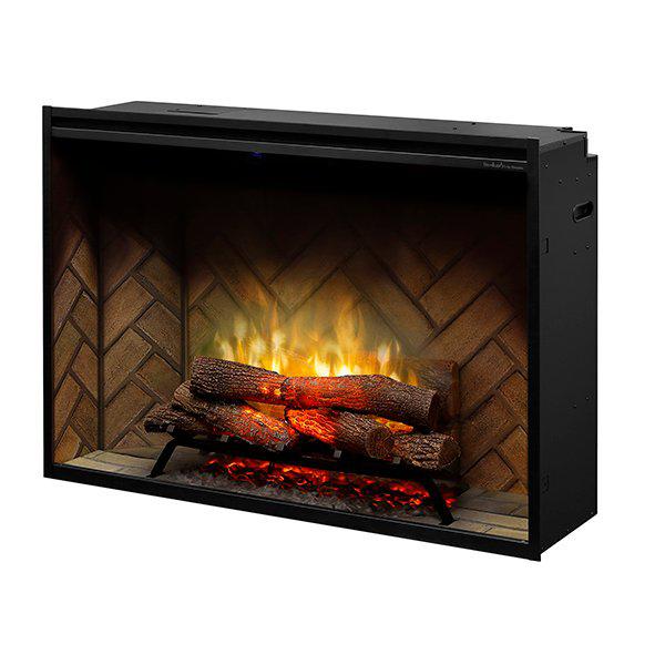 Dimplex Revillusion 42" Herringbone Brick Built-in Electric Firebox With Glass Pane and Plug Kit