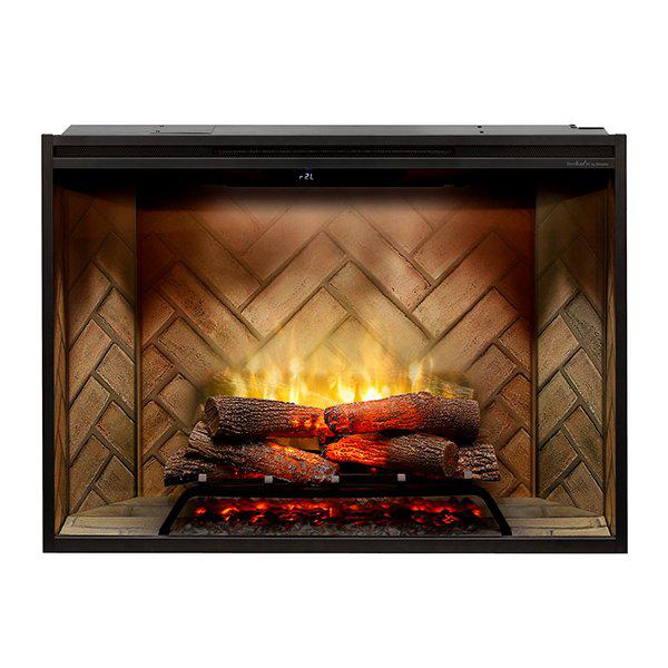 Dimplex Revillusion 42" Herringbone Brick Built-in Electric Firebox With Glass Pane and Plug Kit