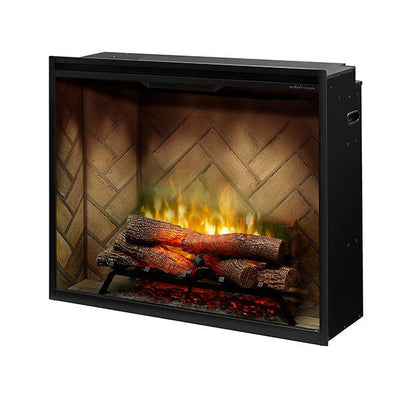 Dimplex Revillusion Portrait 36" Herringbone Brick Built-in Electric Firebox With Glass Pane and Plug Kit