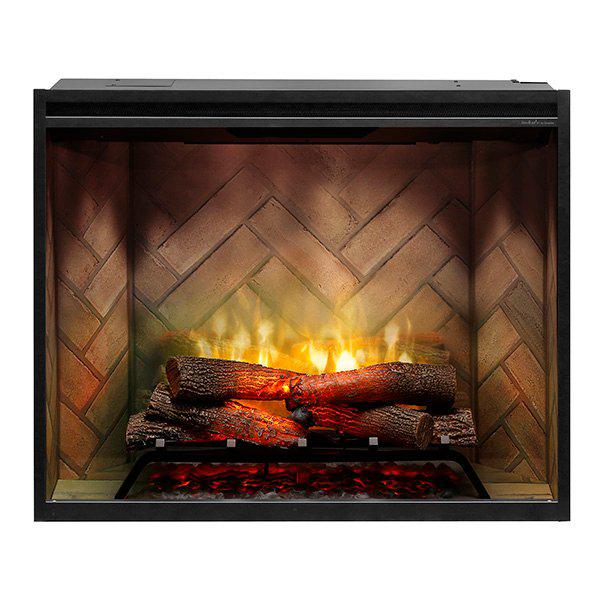 Dimplex Revillusion Portrait 36" Herringbone Brick Built-in Electric Firebox With Glass Pane and Plug Kit